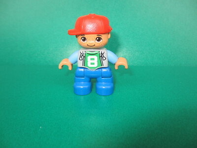 Lego Duplo Figur Kind Junge rotes Basecap blaue Hose Sommersprossen (211122T)
