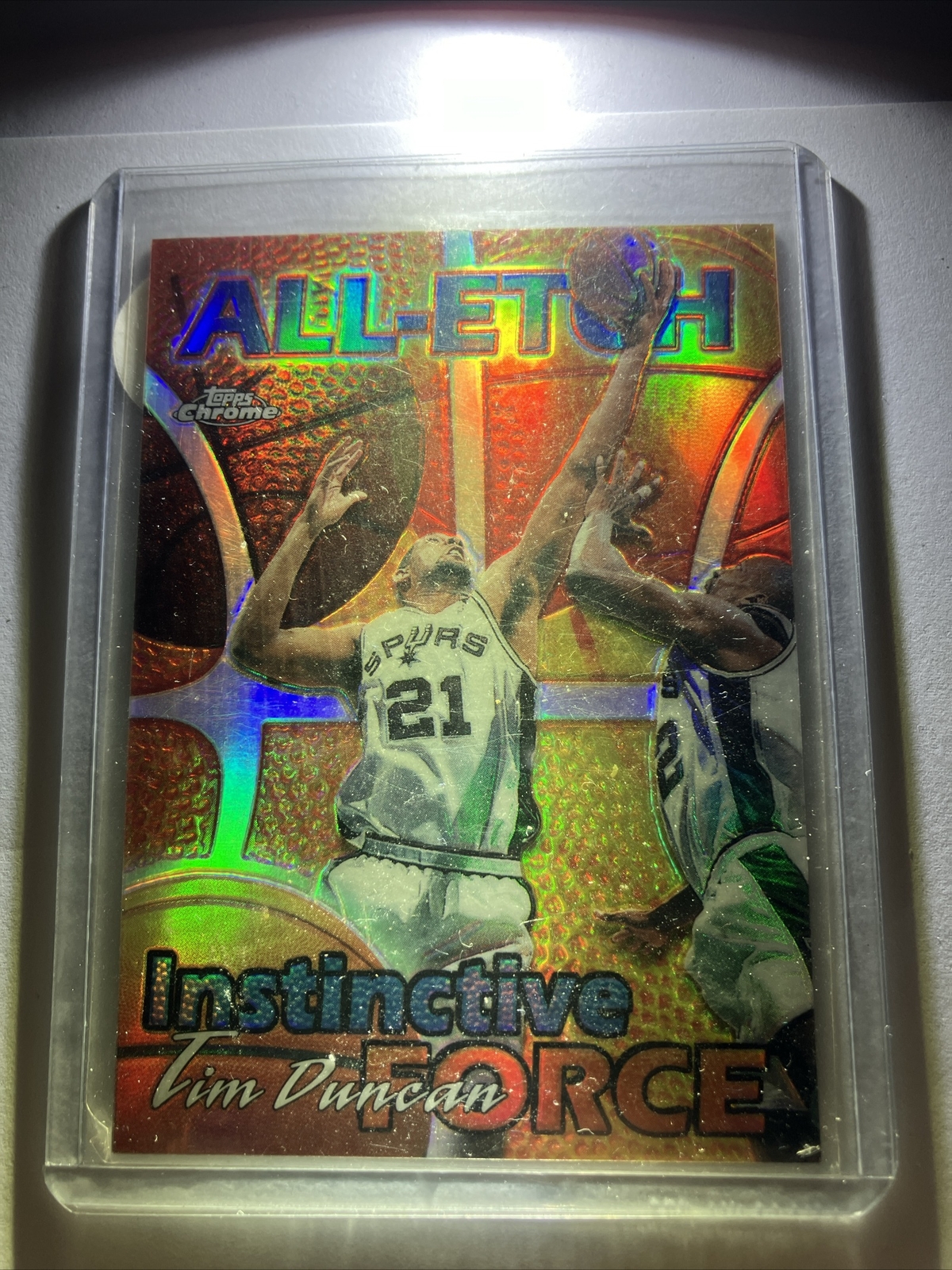 1999-00 Topps Chrome Tim Duncan All-Etch Refractors #AE16 SP Spurs HOF Insert