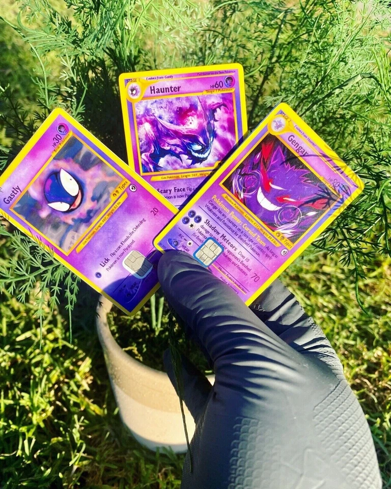 Pokemonster Gastly, Haunter, Gengar Vinilo Tarjeta de Crédito Recubrimiento Cubierta Calcomanía Foto 3 de 4
