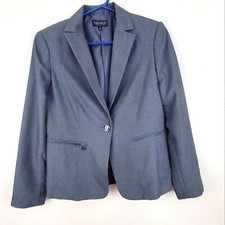 John Meyer Gray Single Button Blazer Fully Lined Notched Lapels Size 8 Workwear