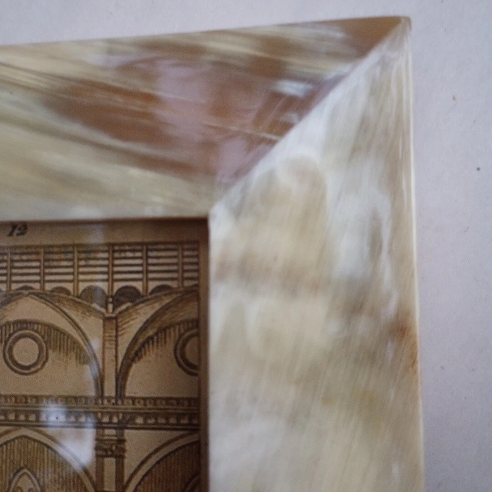 "Impresionante marco de fotos de cuerno natural 6 1/2"" w X 8 1/2"" H apertura 3 1/2"" X 5 1/2""" Foto 2 de 4