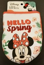 Disney MINNIE MOUSE Hello Spring 2-Pack Mini Oven Mitt Rubberized Pot Holder NEW
