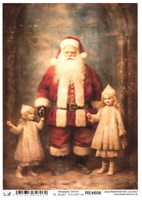 Reispapier A4 Strohseide Weihnachten Baum Vintage Nikolaus Kinder RE4606