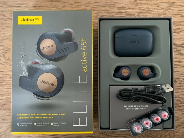 Jabra Elite Active 65t Wireless In Ear Sports Earbuds with Charging Case - Copper Blue for sale 