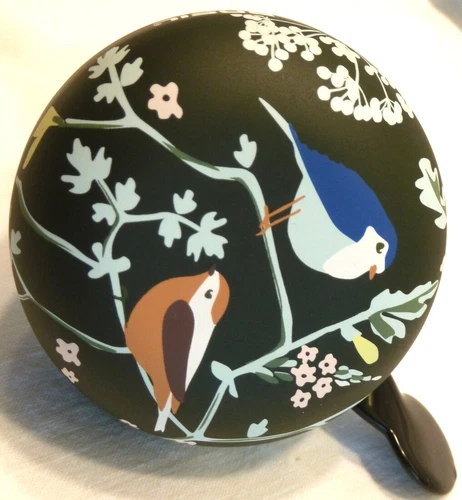 Basil Ding Dong Fahrrad Glocke Wanderlust schwarz Vögel + Blumen Ø 80 mm XXL ()