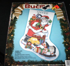 New Christmas Stocking Cross Stitch Kit Bucilla Down the Chimney Holiday -EEEE-9