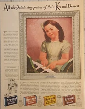 1941 Kremel Dessert Vintage Ad 14 x 10 quints sing praises Annette