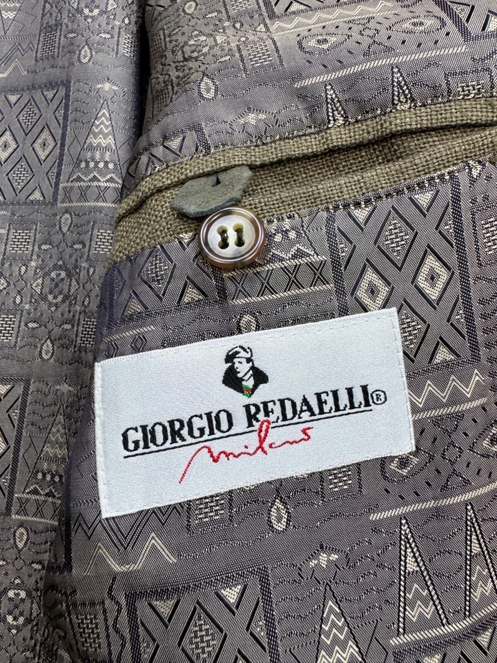 Vtg Giorgio Radaelli Blazer Mens 46R Olive Green Goat Suede Leather Jacket Italy - Image 3 of 4