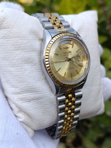 Rare Vintage Ricoh President Automatic Day/Date Golden Dial Men's Watch Japan - Picture 8 of 17