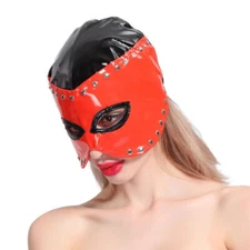 PU Leather Head Mask Open Eyes Headgear Carnival Halloween Cosplay Costume Toys