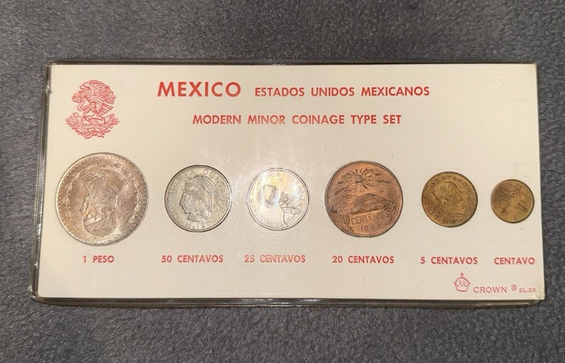 Mexico Modern Minor Coinage Type Set Mixed Lot 1 Peso 50c 25c 20c 5c 1c