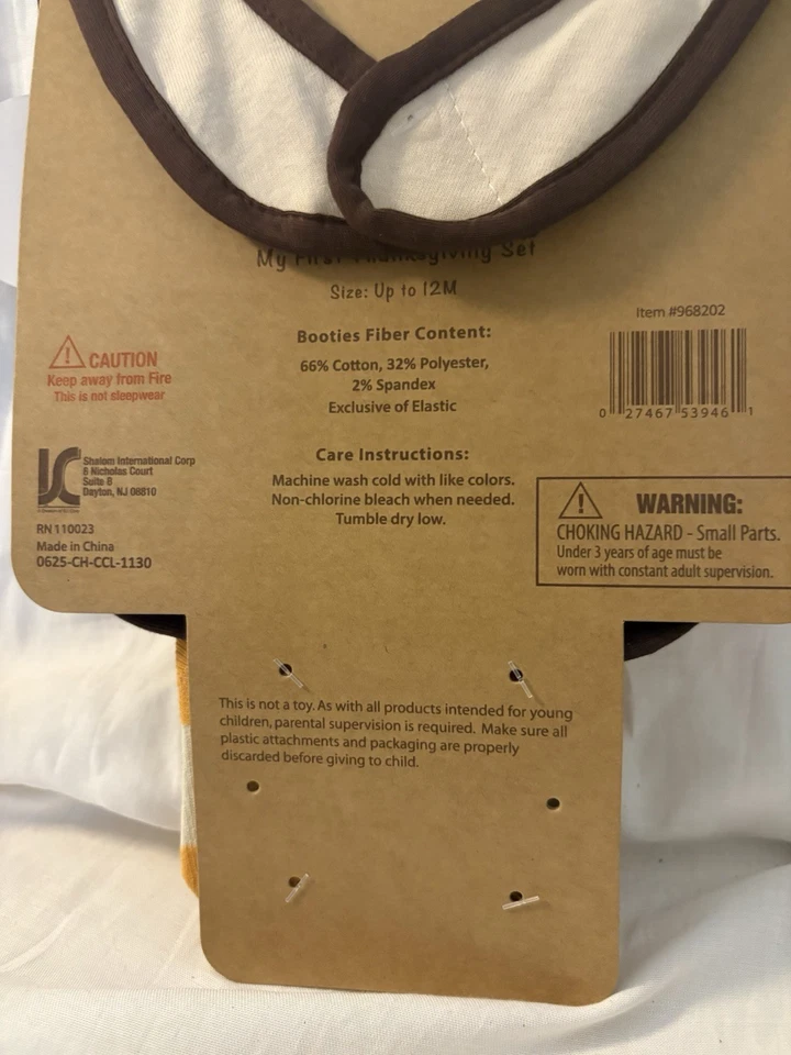 Nuevo con etiquetas Sombrero, Babero y Botines Baby’s First Thanksgiving SKU HWB3 Foto 4 de 4