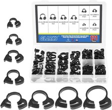 Glarks 121Pcs 8 Size Heavy Duty Black Nylon Hose Clamps 121Pcs, 