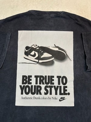 2020s Y2K Nike Be True To Your Style Panda Dunk Sneakers Fade Wash T-Shirt, M L