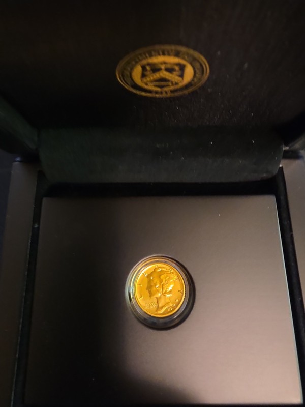 2016-W 10c Gold Mercury Dime Centennial .9999 1/10 oz Box OGP/COA