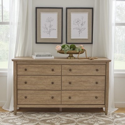 My Texas House Monroe 6-Drawer Dresser, Brushed Oak Finish | eBay