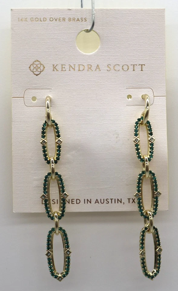 Kendra Scott Kadyn Linear Earrings Green Mix New - Image 2 of 4