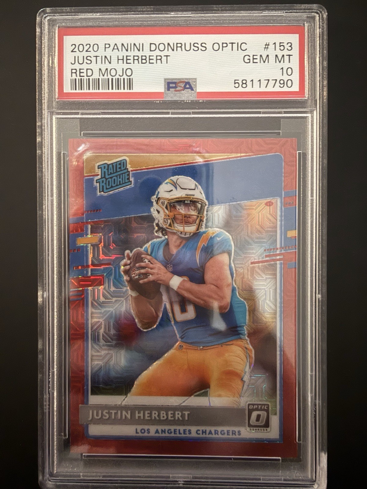 2020 Panini Donruss Optic Justin Herbert #153 Red Mojo PSA 10 Chargers