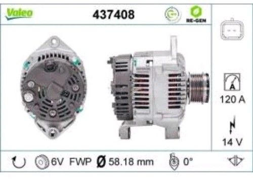 Alternator for Peugeot 205/ Fiat Uno - Valeo 437408 | Remanufactured with 3-Year - Imagen 1 de 4