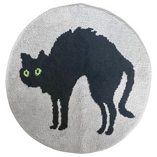 Celebrate Halloween Black Cat Bath Rug, 22 inch Round Accent Mat