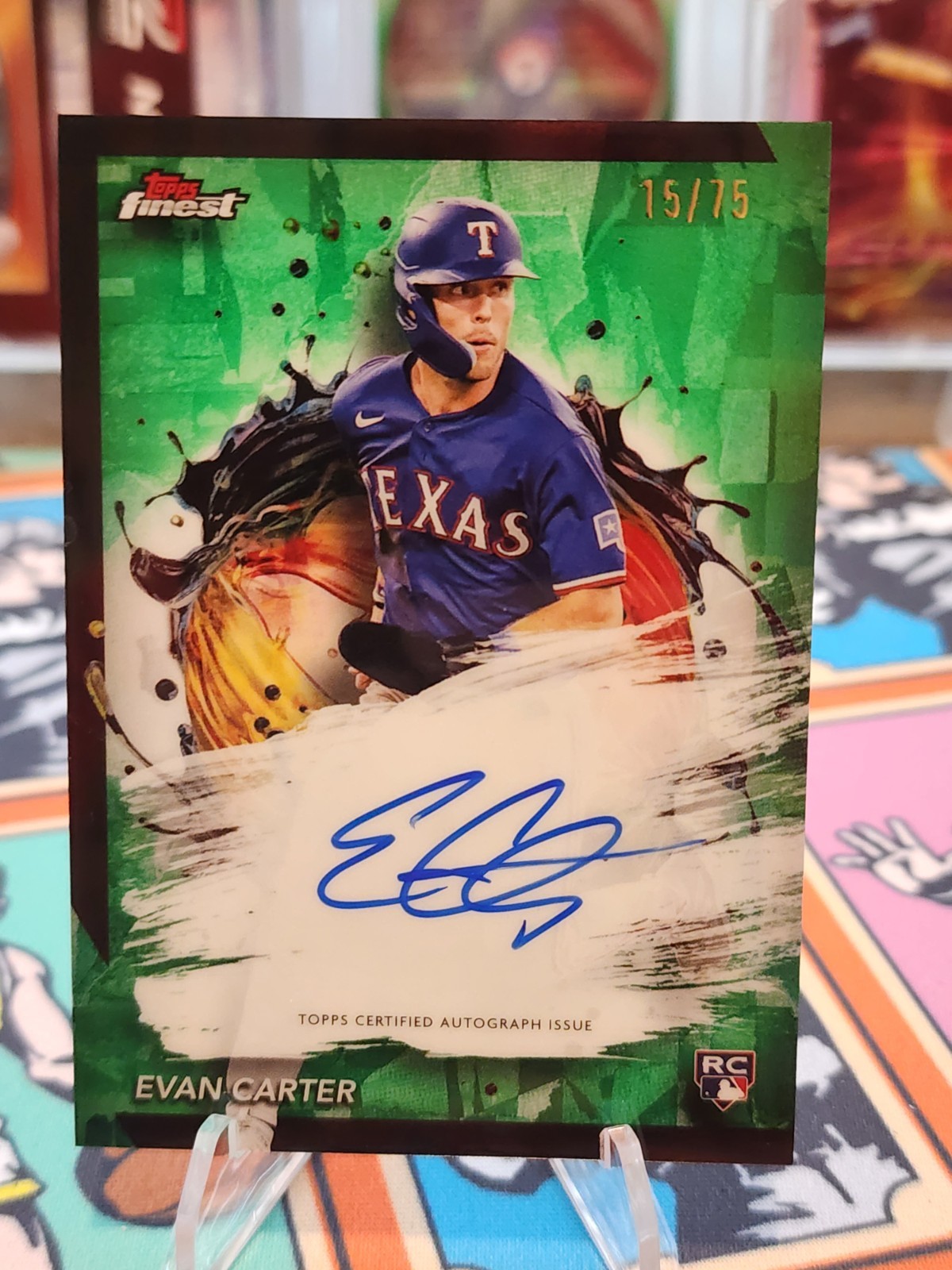 2024 Topps Finest - Finest Autographs Evan Carter RC Green 15/75