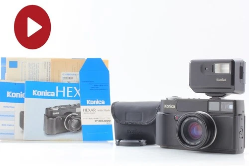 🎦 [NEAR MINT+++] Konica Hexar AF 35mm Film Camera Black HX-14 Flash from JAPAN