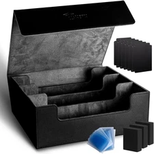 Trading Card Storage Box - Holds 1800+ Cards with Magnetic Closure, 10 Dividers,