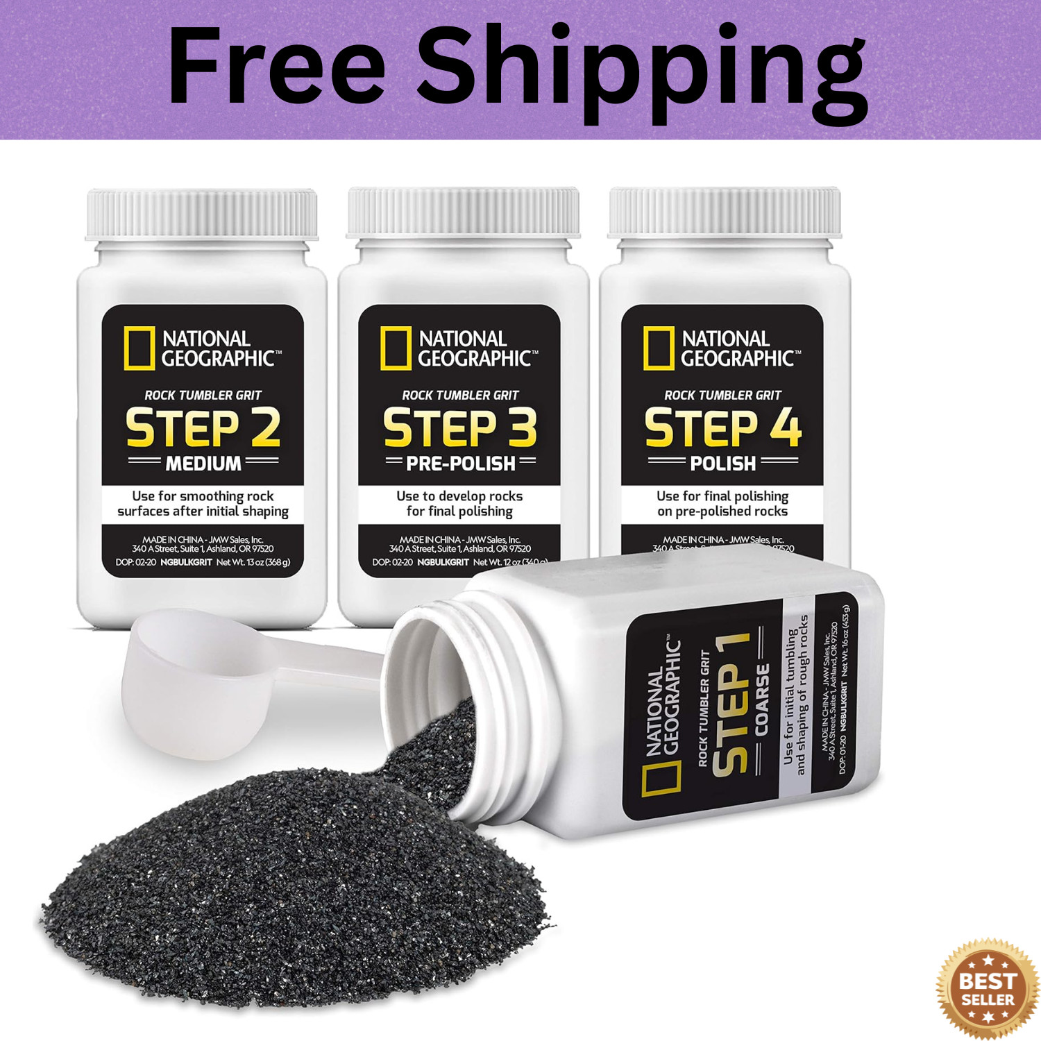 10 LBS Large Weight 4 Step Rock Tumbler Grit Kit, Tumbling Media Refill - Polish
