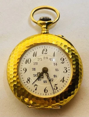 Taschenuhr Gold 585 14k Hammerschlag Design  - Bild 1 von 4