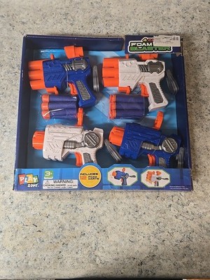 Play Zone 4-pack Foam Blaster set with 12 darts New