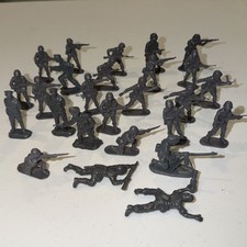 26 WWII Gray Plastic Figures Infantry 54mm Unpainted Figurines Lot