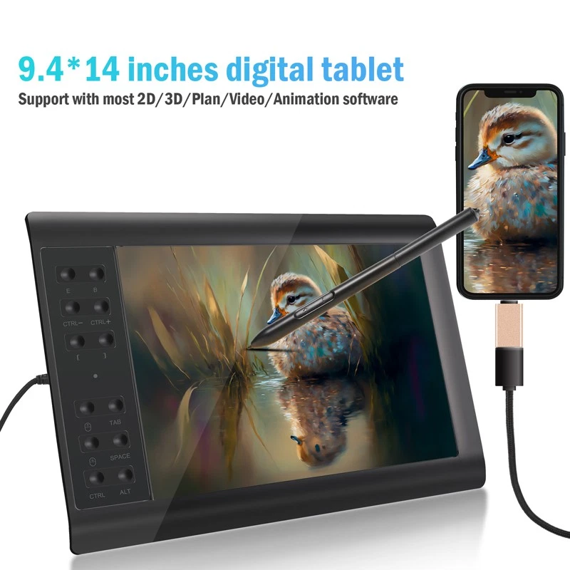14x9 Inch Digital Drawing Tablet Hd Screen Graphics Tablet With Battery-free Pen - Image 3 of 4