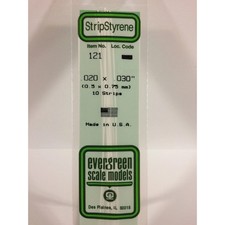 Evergreen 121 Styrene Plastic Strips 0.020"x 0.030" x 14" 10 