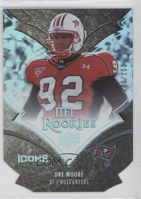 2008 Upper Deck Icons NFL Rookies Silver Die-Cut 90/150 Dre Moore Rookie RC 9ap