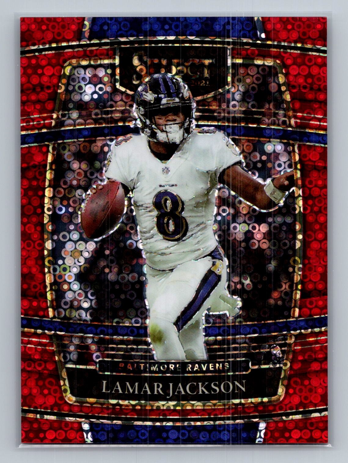 Lamar Jackson 2021 Panini Select #5 Red Disco Prizm #/49 Ravens