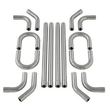 16PCS 2.5"OD DIY OD Custom Exhaust Tubing Mandrel Bend Pipe Straight U-Bend Kit