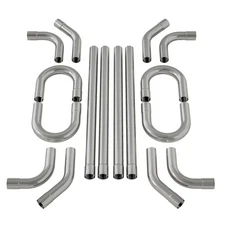 16PCS 2.5"OD DIY OD Custom Exhaust Tubing Mandrel Bend Pipe Straight U-Bend Kit