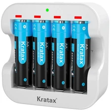 Eco-Friendly AA Lithium Batteries 4 Count with Fast USB-C Charging Station