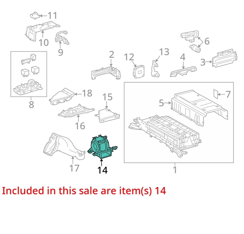 Blower Motor Rear Hybrid Battery Prius V VIN Eu Fits 10-18 PRIUS 2049985 Foto 3 de 4