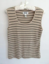 Chico's Design beige linen blend scoop neck sleeveless tank sweater *Sz 0(4)*