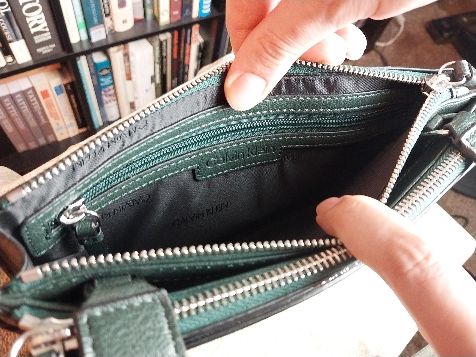 Calvin Klein Deep Forest Geen Rectangular Leather… - image 9
