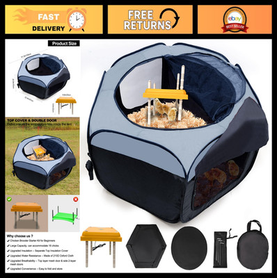 Chick Starter Brooder Box Kit - Pop-Up Playpen for Up to 17 Chicks, Heating Plat