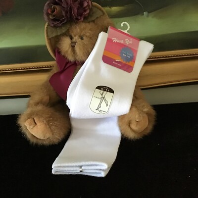NWT Hwa Yu Women KNEE HIGH COTTON SOCKS Solid White 9-11 Made in Taiwan