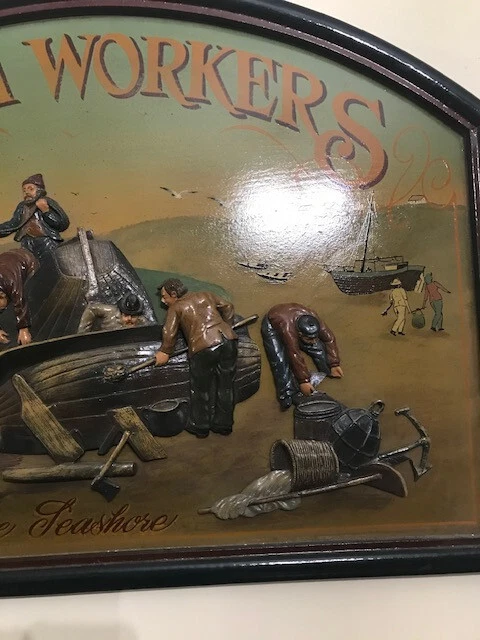 Tableau en bois et relief motif pêcheur - Photo 3/3