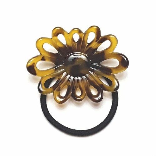 Flower Daisy Ponytail Holder Elastic Band Floral Women's Hair Tie Made in France - Picture 5 of 6