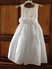 New Girls white dress size 6, Communion, Flower Girl, taffeta, Ships Free 