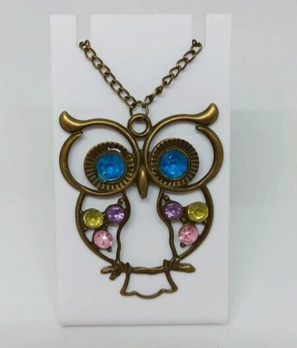 Collier Pendentif Chouette En Acier Inoxydable Avec Chaîne Jaseron - Tres.Or - Neuf