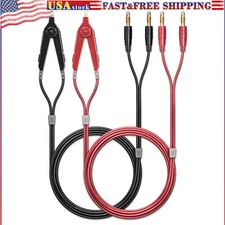 LCR Meter Test Leads Terminal Kelvin Clips Cable Wires to 4mm Banana Plugs