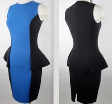 sz 4 Michael Kors Collection peplum black blue dress