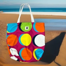 Lisa Perry Estee Lauder Tote Bag Colorful Mod Lightweight Foldable Canvas Pink